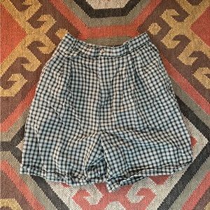 Rafaella Plaid Linen Blend High Waisted Short